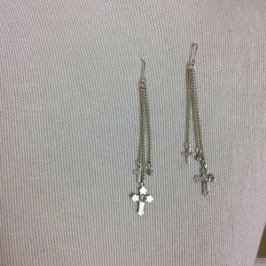 Cross earrings silver color